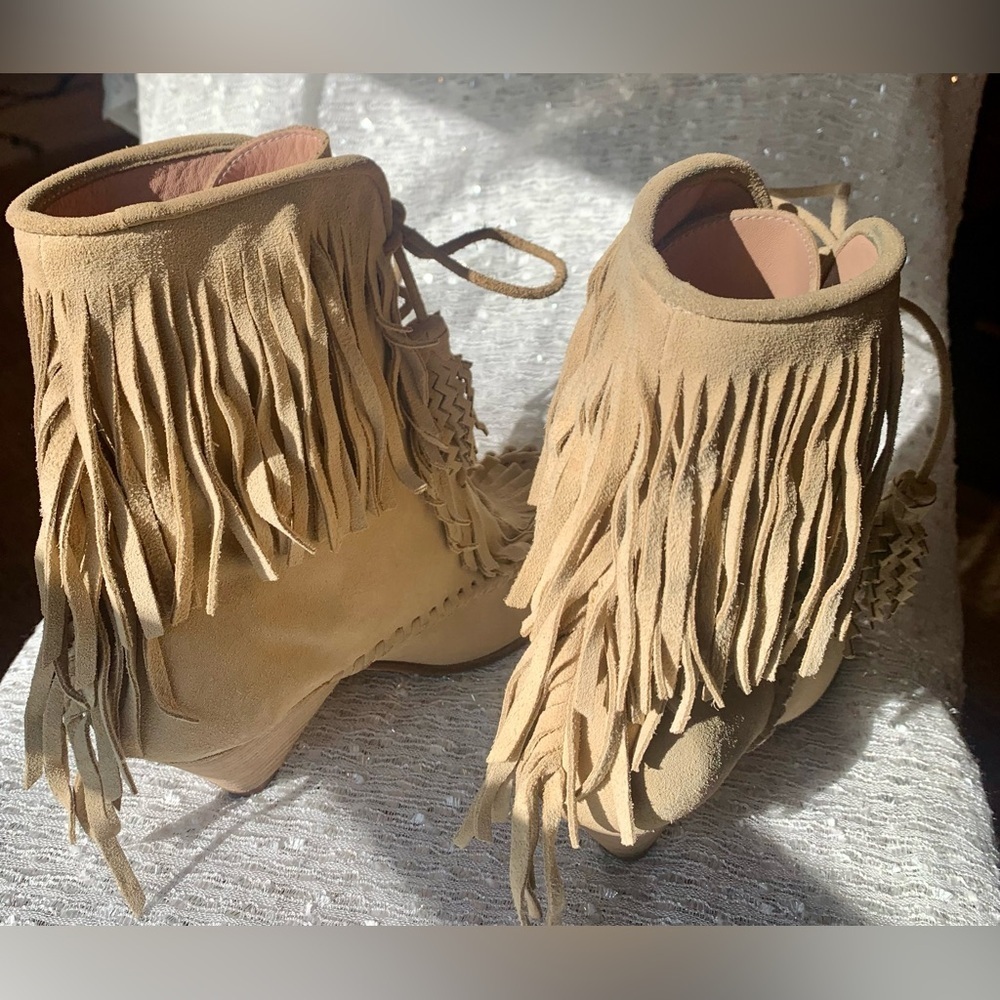 Coach Fringe Suede Moccasin Ankle Boots - Size 6.5B - Picture 5 of 16